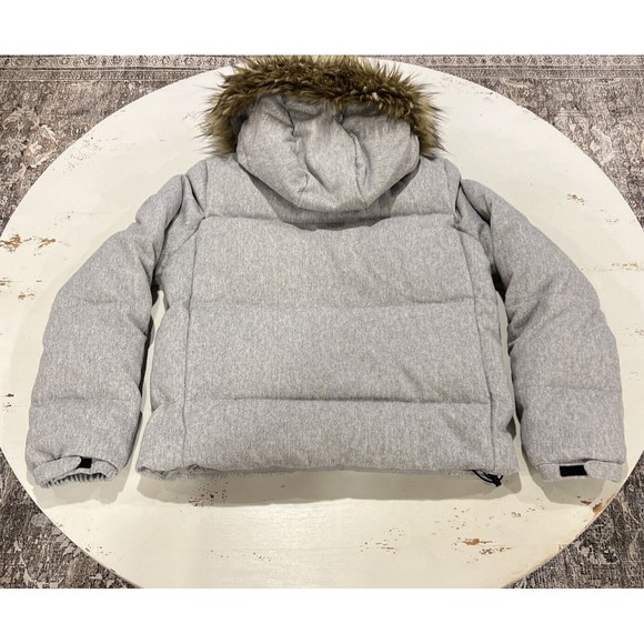 Gap Puffer Jacket Women Large Gray Long Sleeve Full Zip Down Winter Wool Cotton - Picture 3 of 16